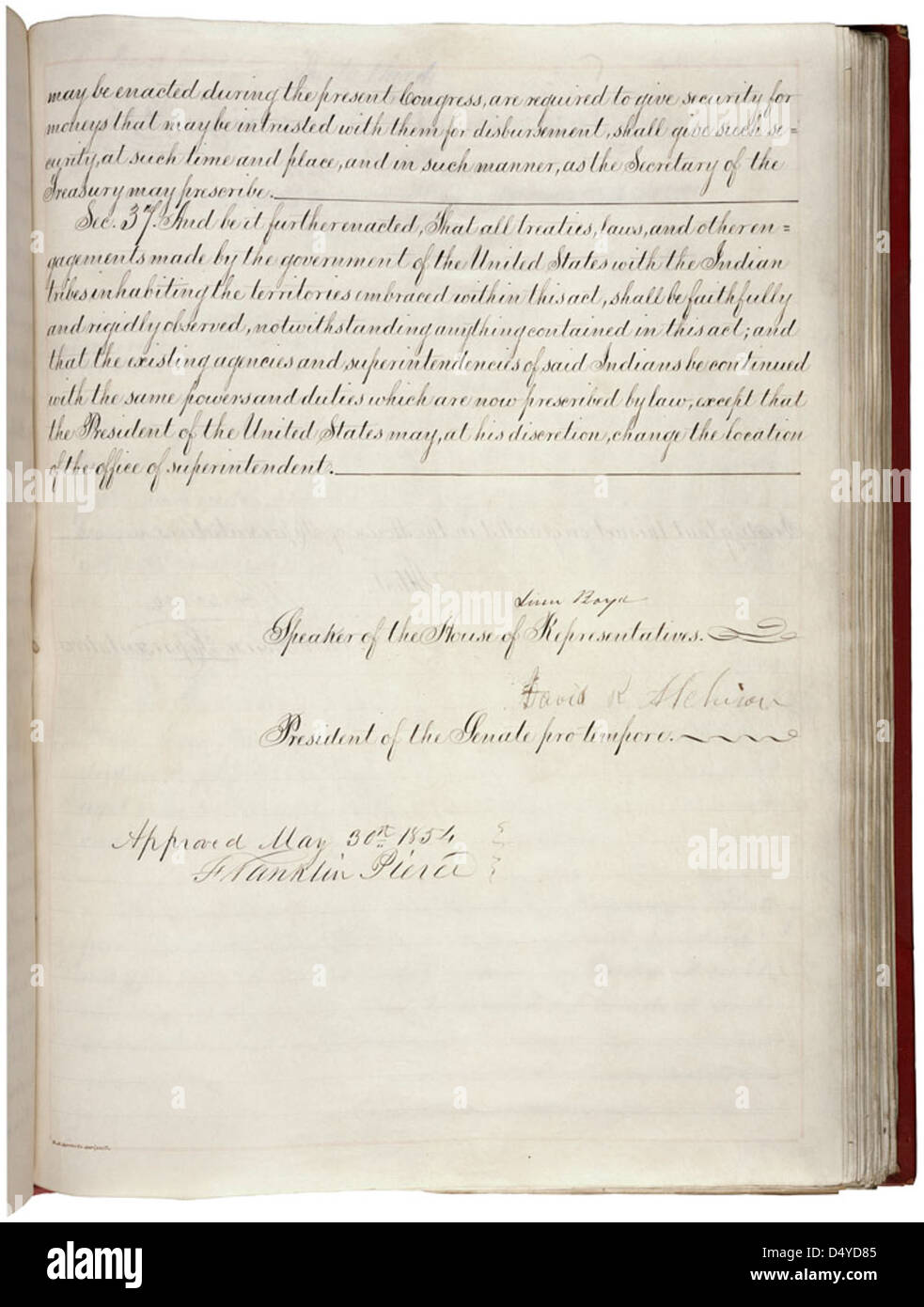 Kansas-Nebraska Act 1854, Seite 3 von 3 Stockfoto