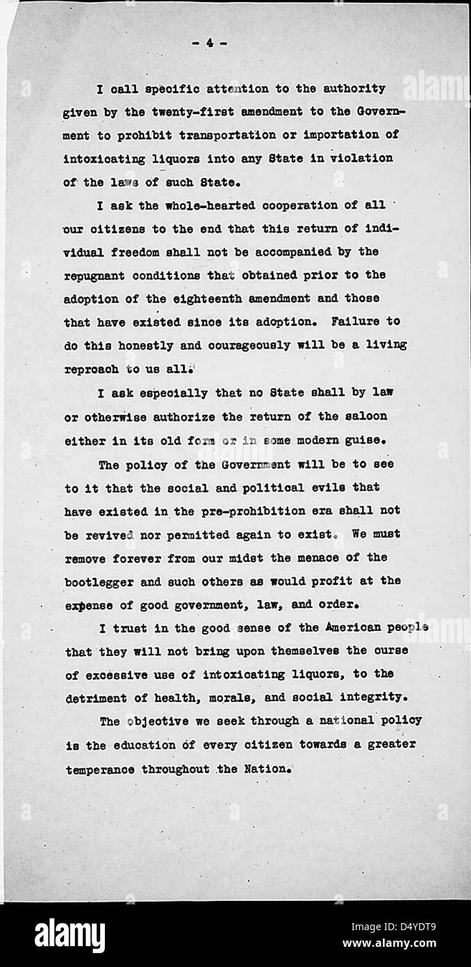 Presidential Proklamation zur Aufhebung des Verbots, 05.12.1933, Seite 4/5 Stockfoto