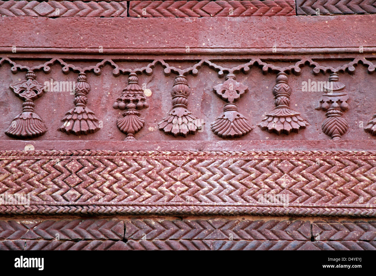 Indien, Fatehpur Sikri. Architekturdetail an Fatehpur Sikri. Stockfoto