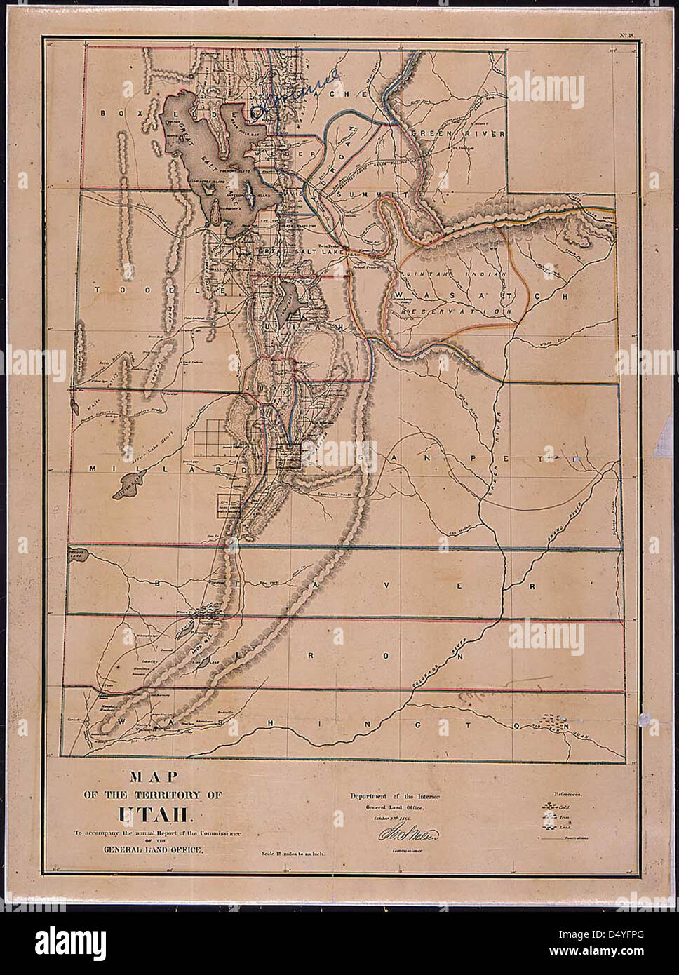 Karte von Utah-Territorium, 02.10.1866 Stockfoto