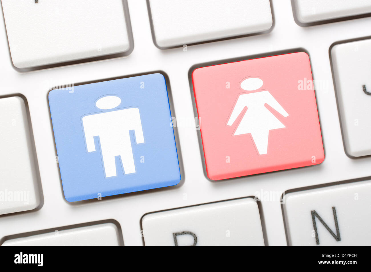 Mann und Frau Waschraum Symbol auf Tastatur Stockfoto