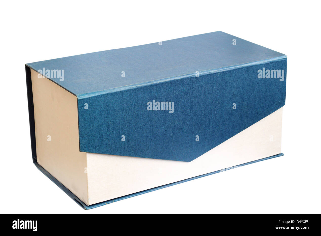 einfach blau und Beige Karton Geschenkbox isoliert auf weißem Hintergrund Stockfoto