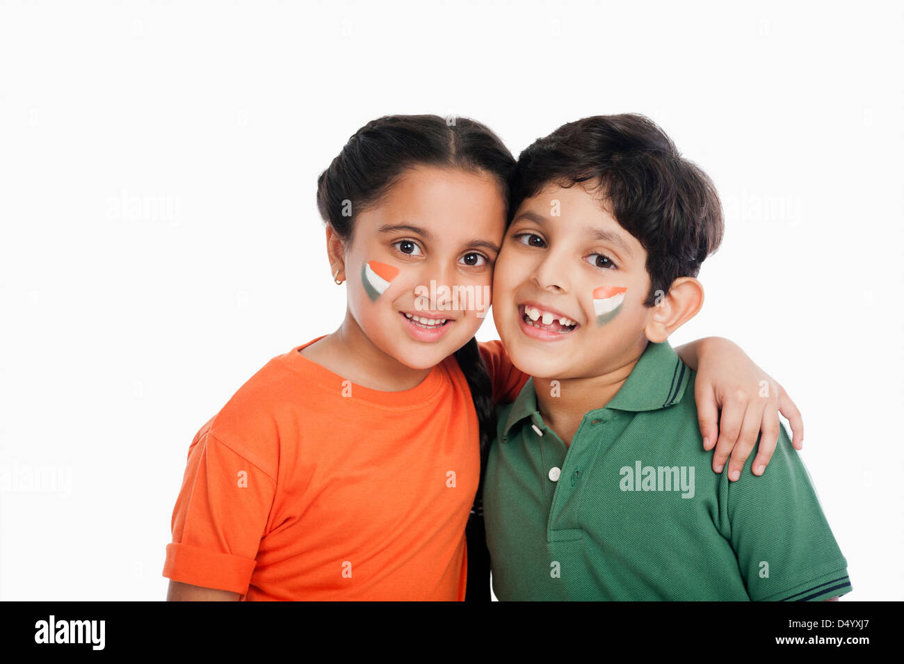 Tattoo von Tricolor auf Kinder Gesicht Stockfoto