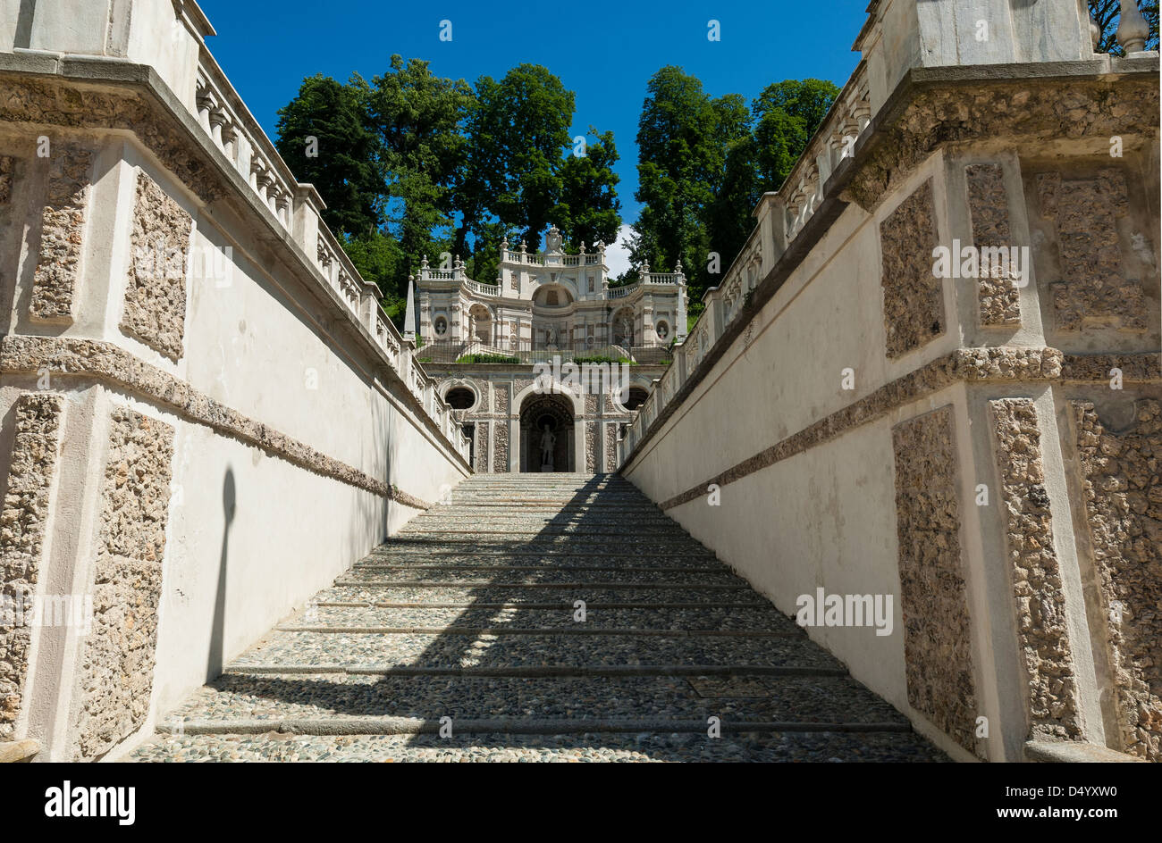 Europa Italien Piemont Turin Savoyen Residence Villa The Queen Selvaggio King Cove und Maske Brunnen aus dem Hof der Ehre Stockfoto