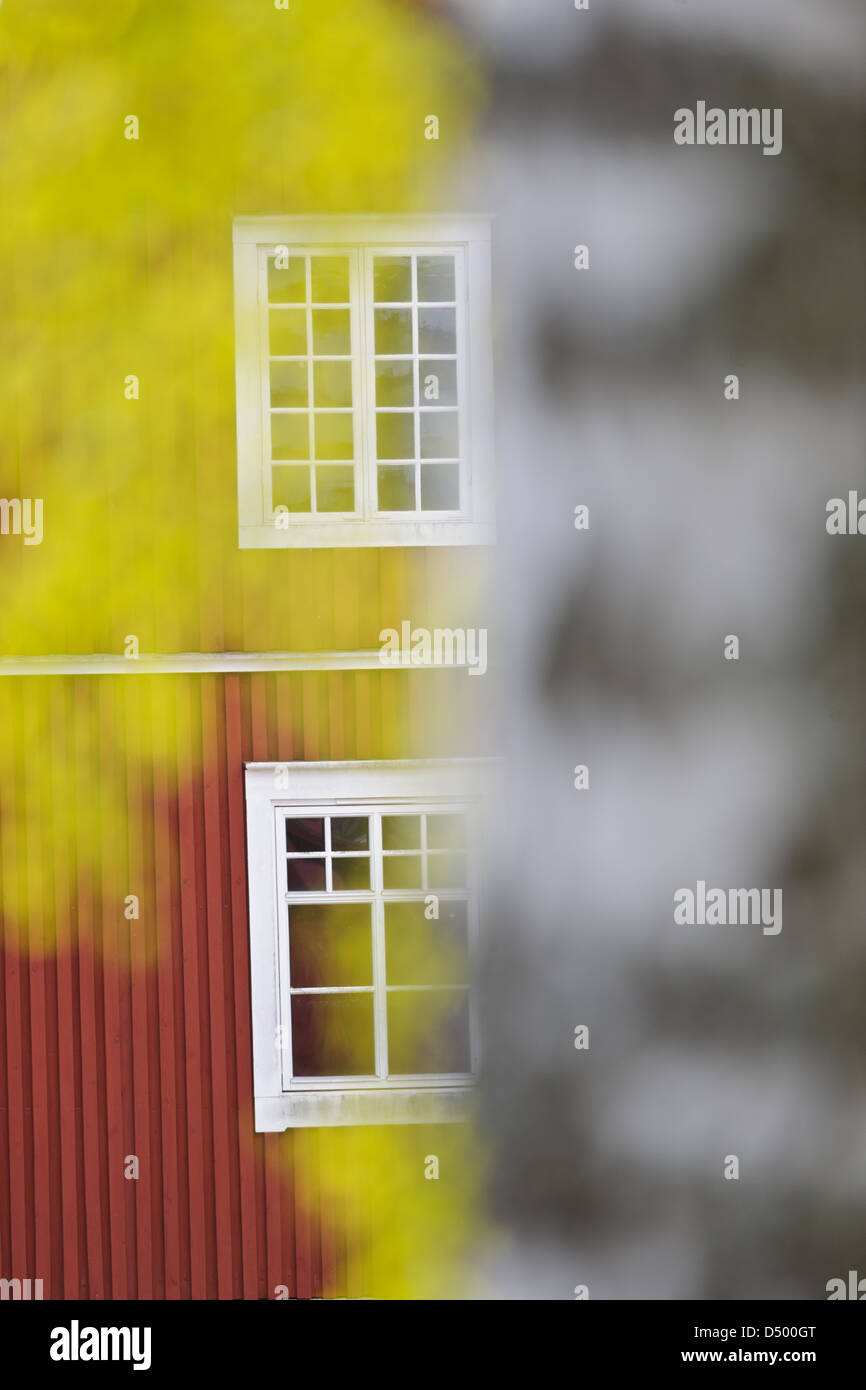 Bauernhaus-Fenster in Munkfors, Värmland, Schweden, Europa Stockfoto