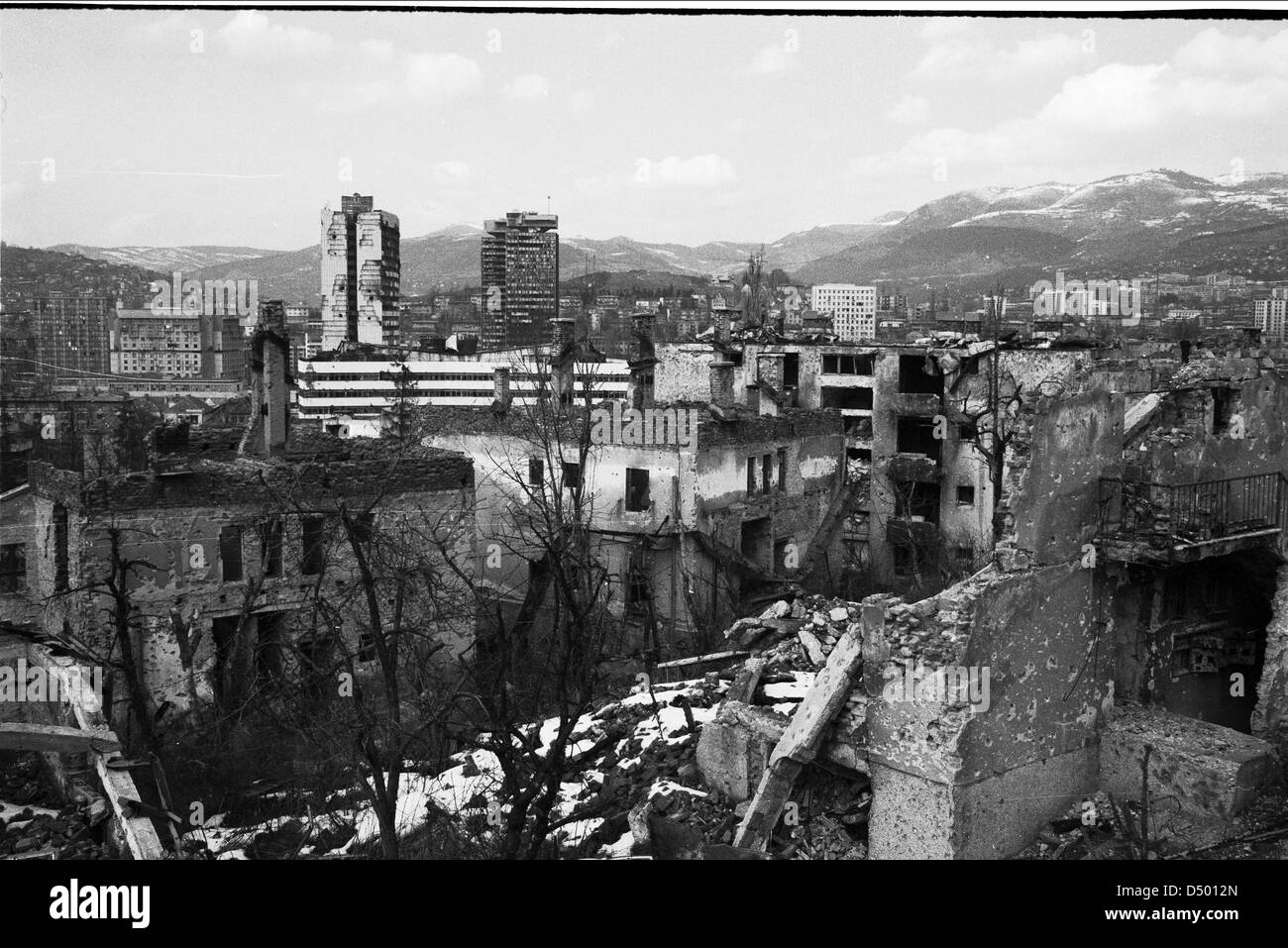 Ein Panorama von Sarajevo, Bosnien, Freitag, 15. März 1996. Die Stadt hat fast vier Jahre Bürgerkrieg und Belagerung ertragen. Stockfoto