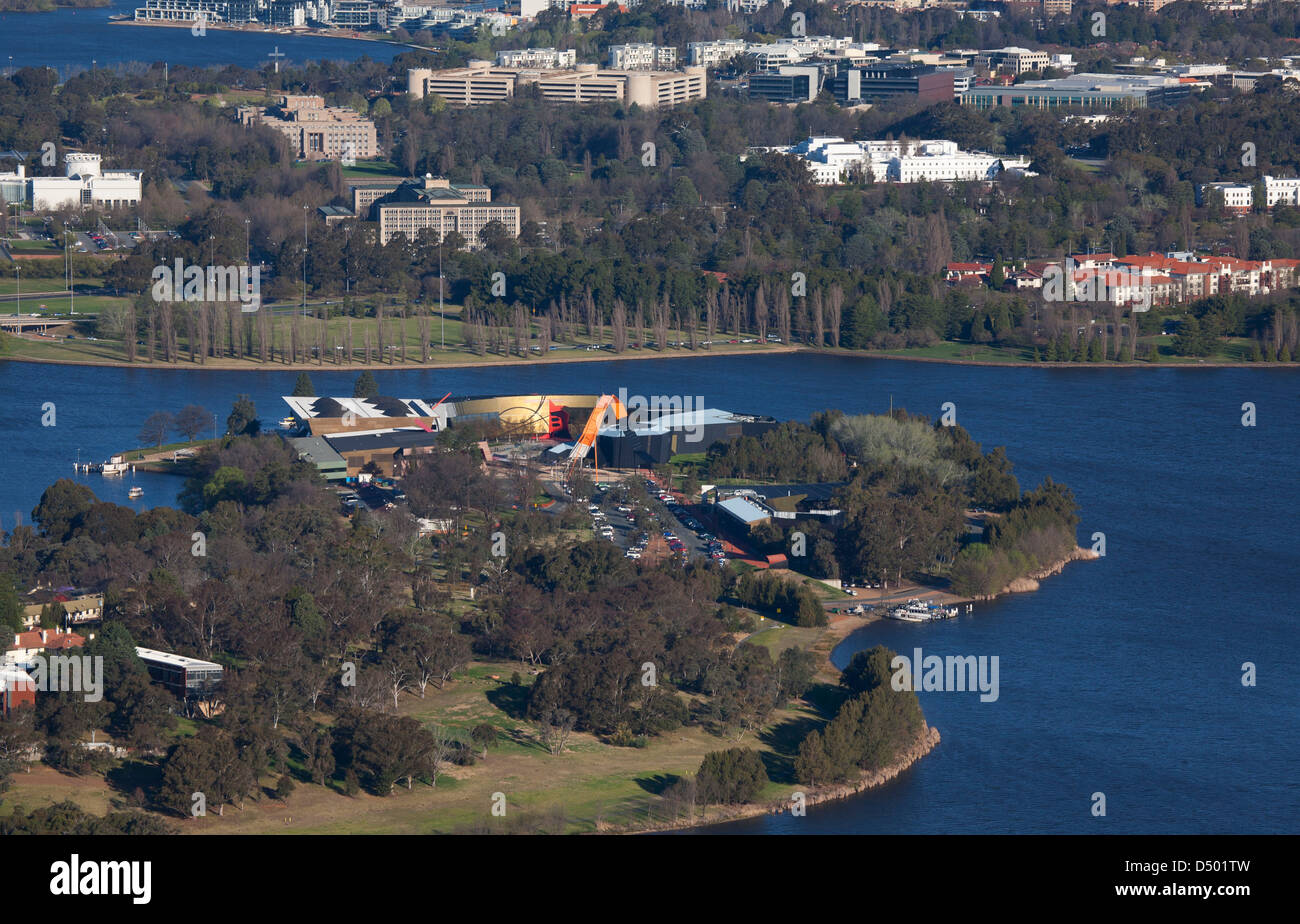 Luftbild des Australian National Museum Acton Canberra-Australien Stockfoto