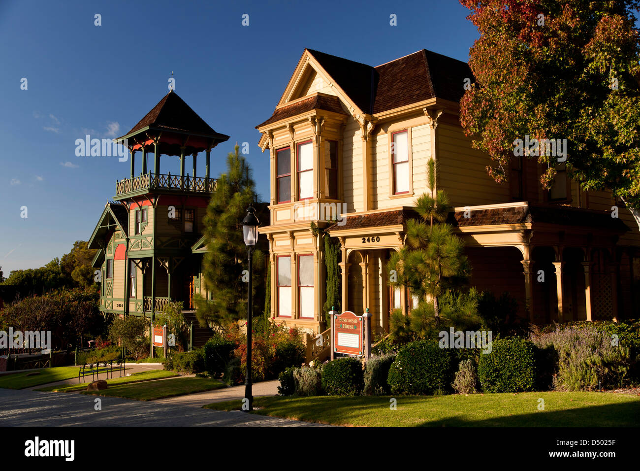 Bushyhead House und Sherman Gilbert House, viktorianische Architektur des Heritage Park, San Diego, Kalifornien, Stockfoto
