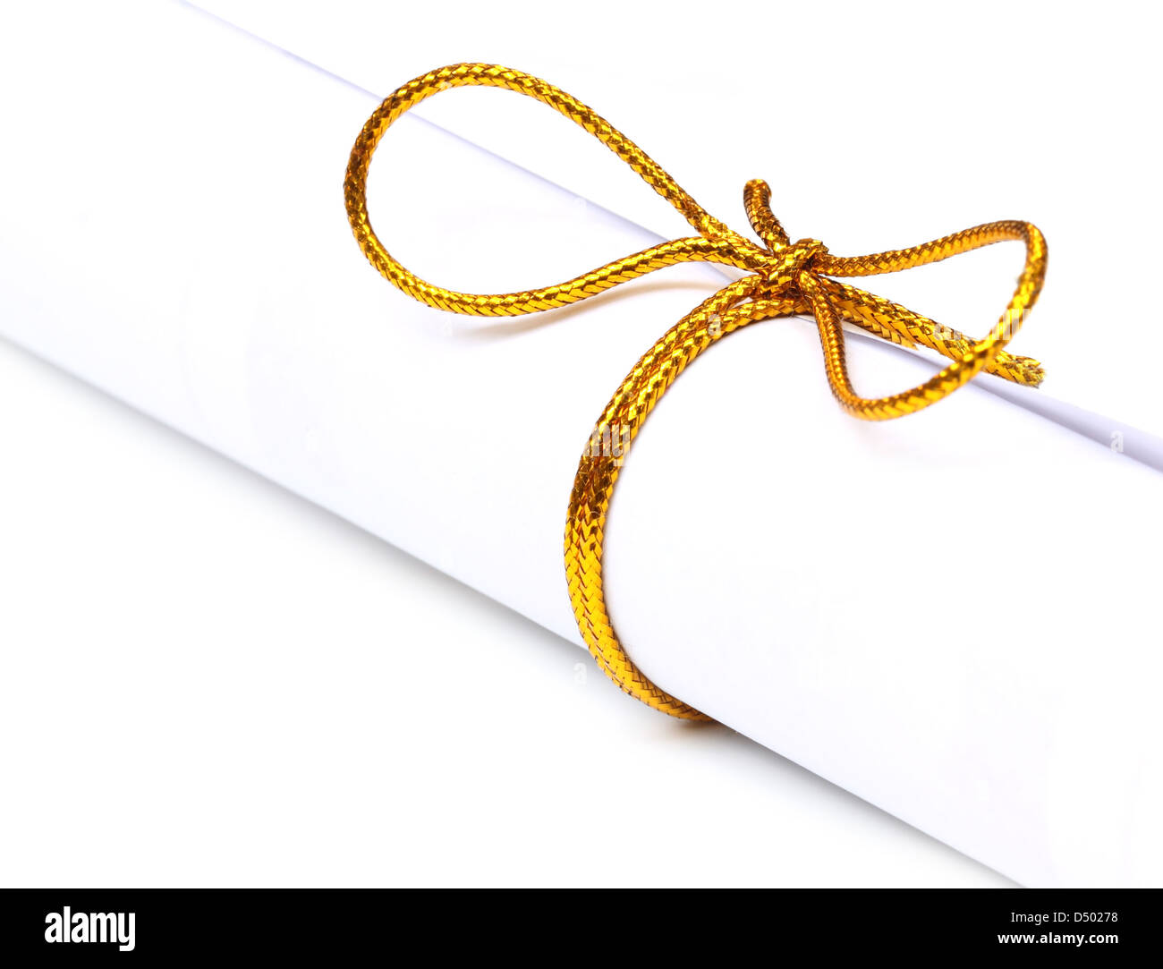 Bogen-Knoten auf einem rollbaren Papier Stockfoto