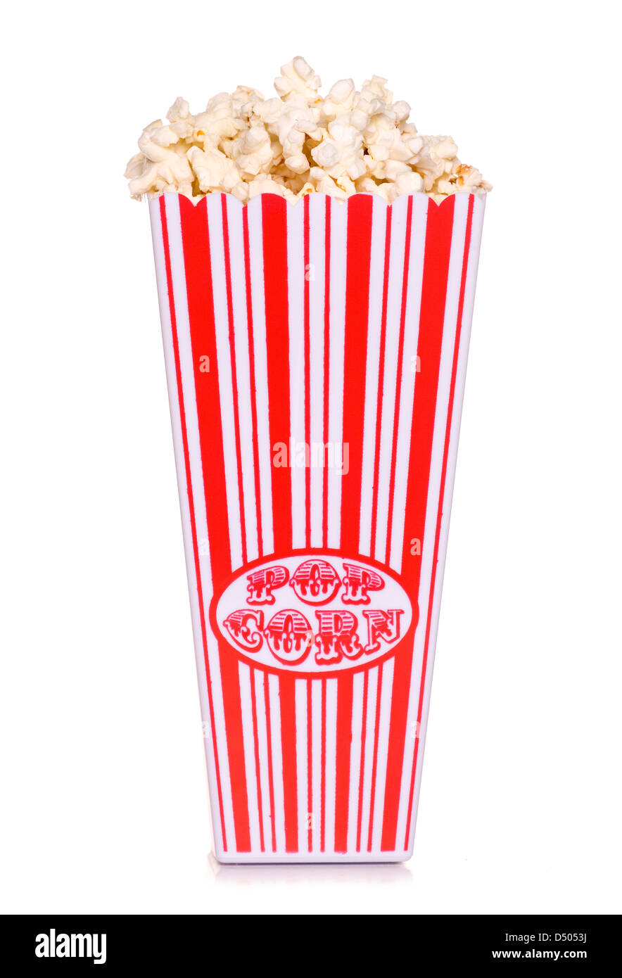 Retro-Popcorn auf weißem Hintergrund Stockfoto
