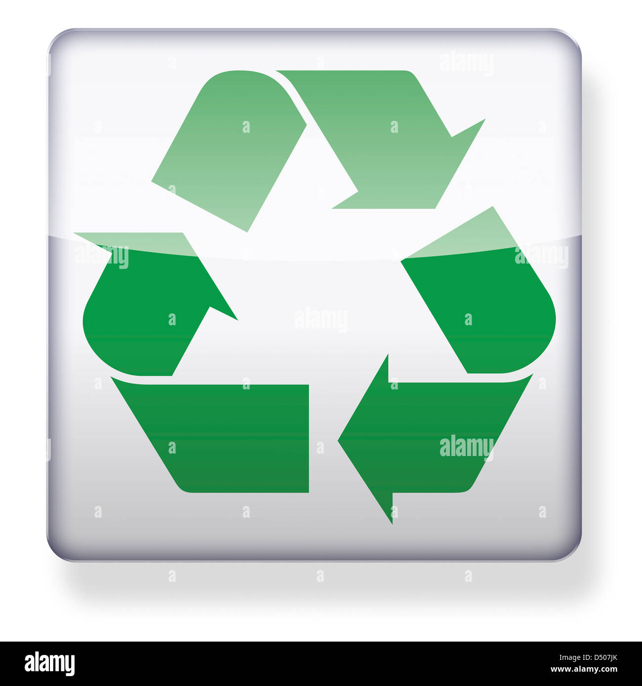 Recycling-Logo als ein app-Symbol. Clipping-Pfad enthalten. Stockfoto