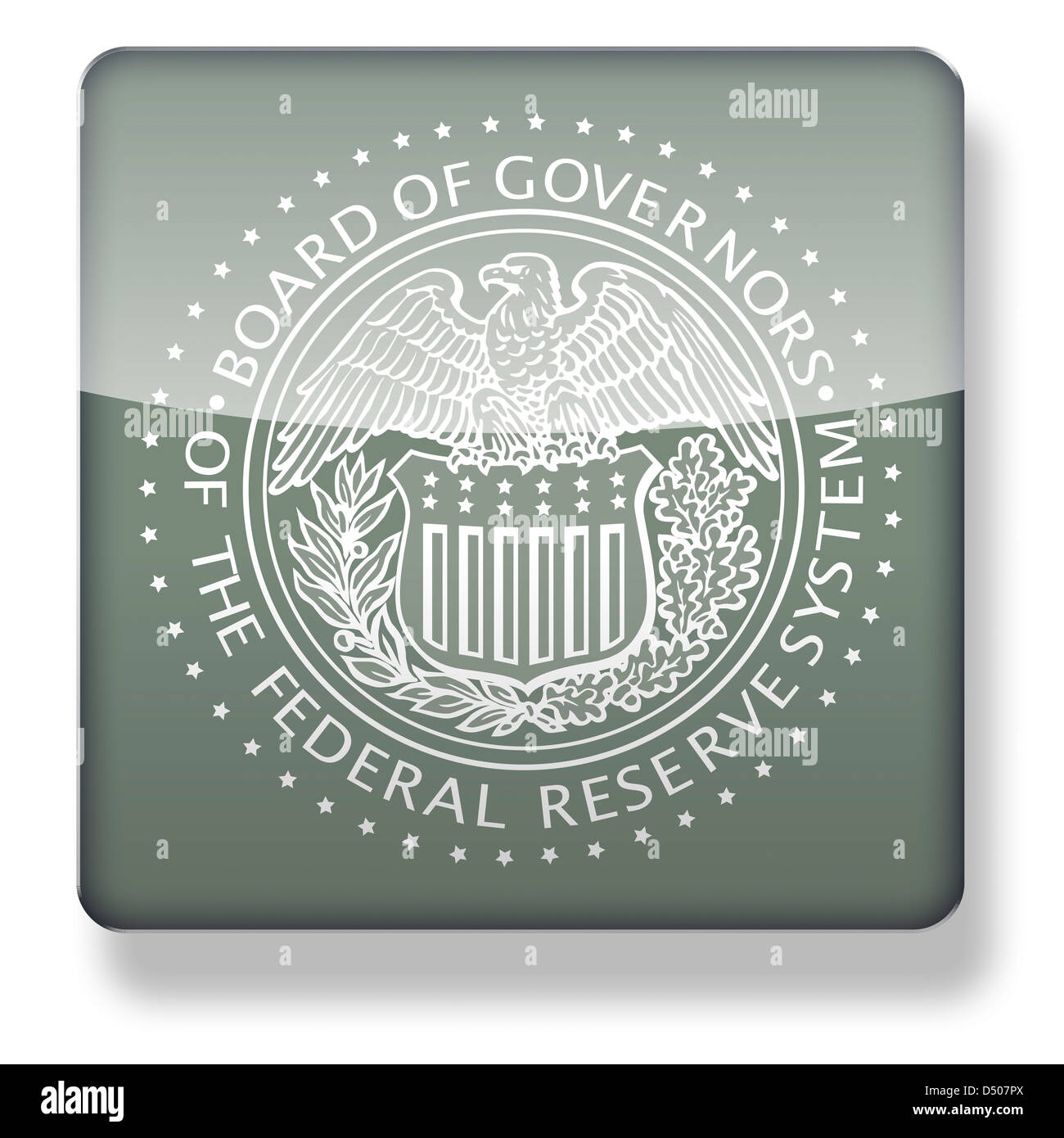 Board of Governors uns Federal Reserve System Siegel als ein app-Symbol. Clipping-Pfad enthalten. Stockfoto