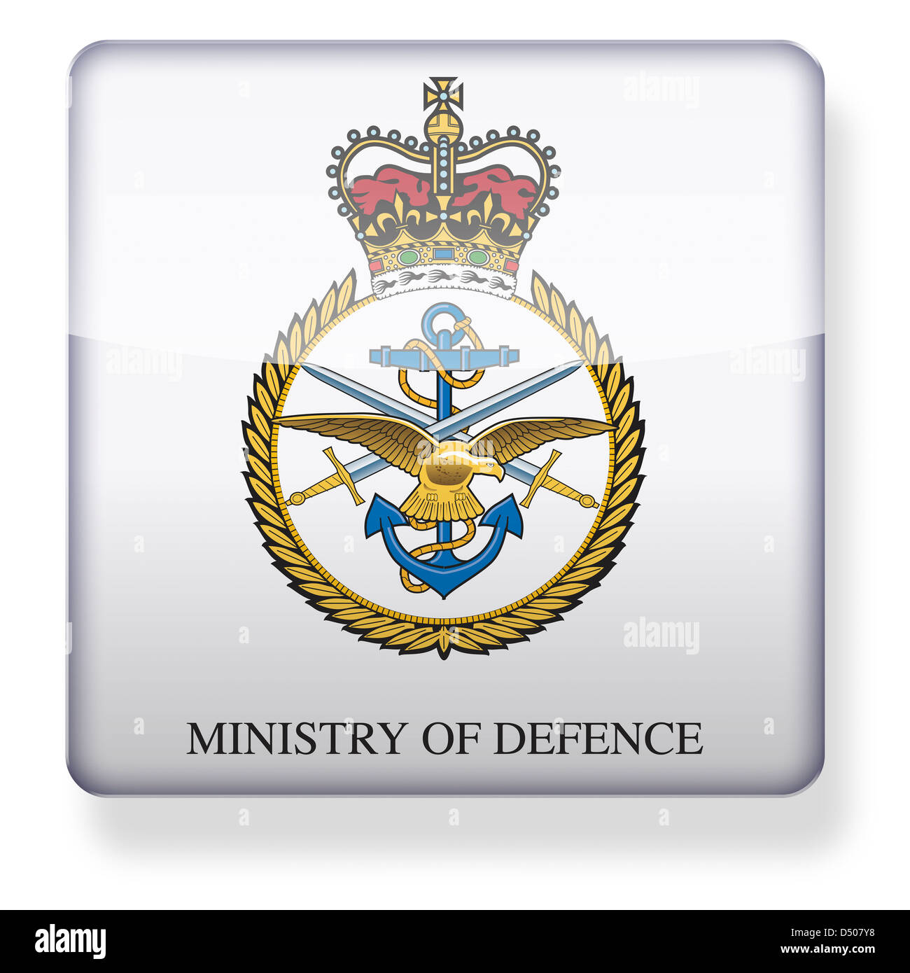 Ministerium der Verteidigung-Logo als ein app-Symbol. Clipping-Pfad enthalten. Stockfoto