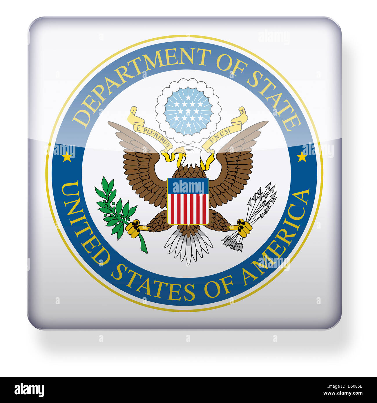 U.S. Department of State seal als ein app-Symbol. Clipping-Pfad enthalten. Stockfoto
