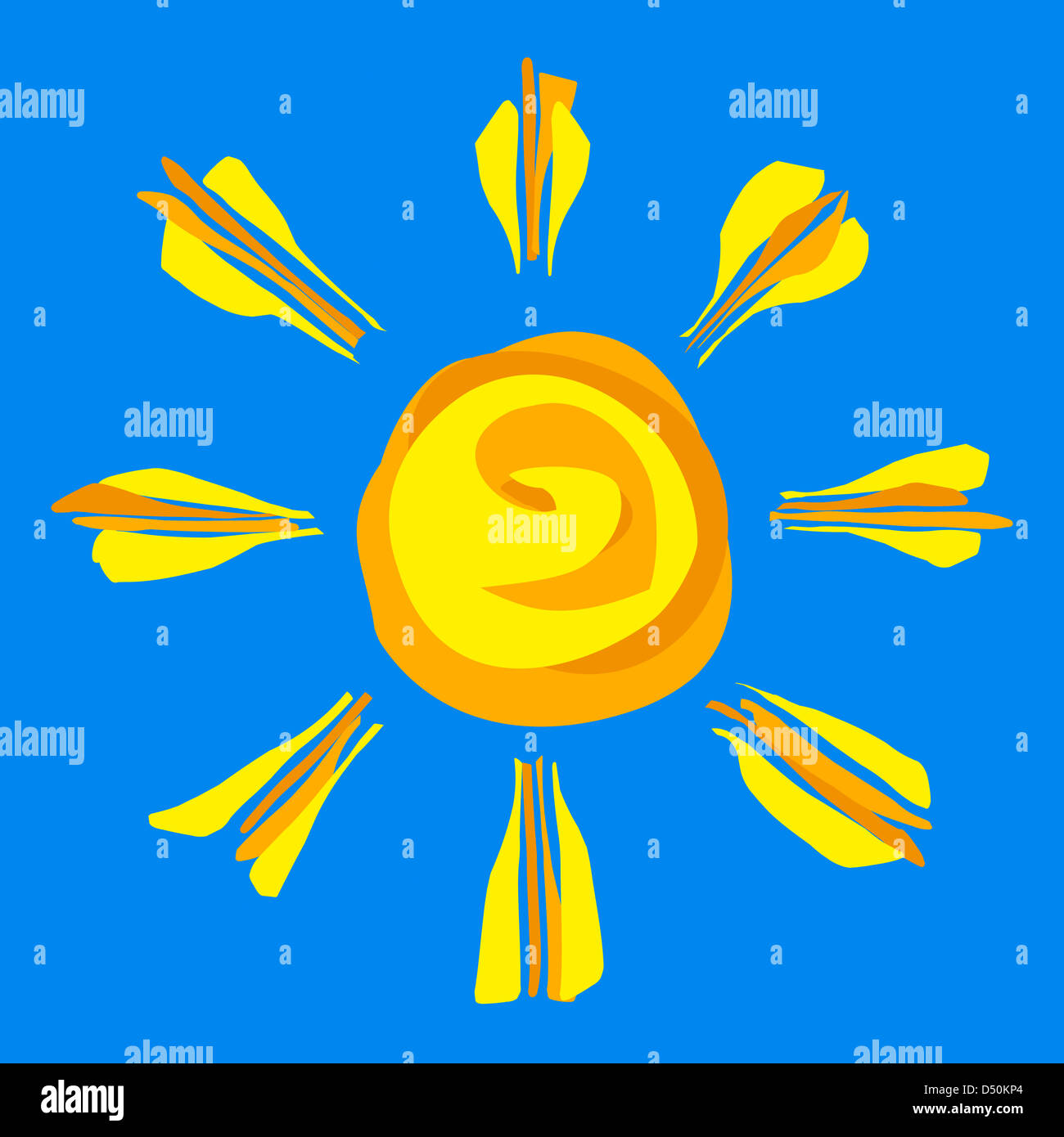 Vektor-Illustration der gemalte abstrakte Sonne Stockfoto