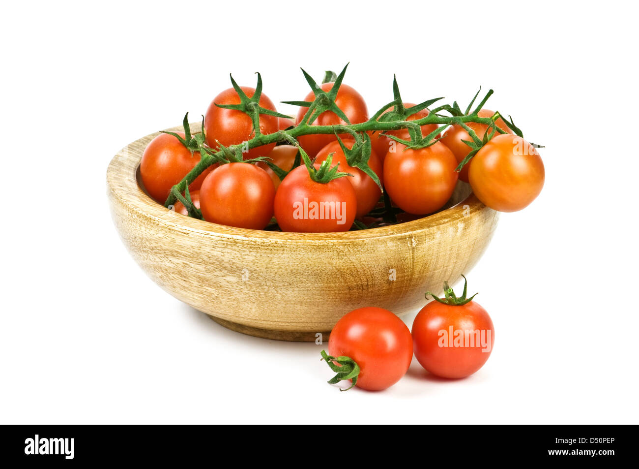 Cherry Tomaten isoliert auf weiss Stockfoto