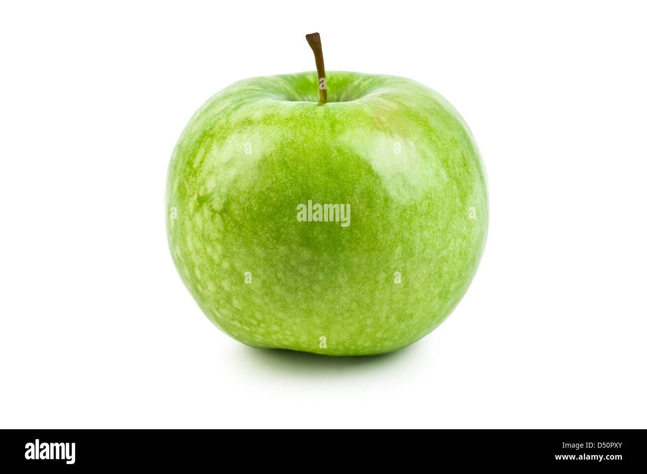 Grüner Apfel, isoliert auf weiss Stockfoto