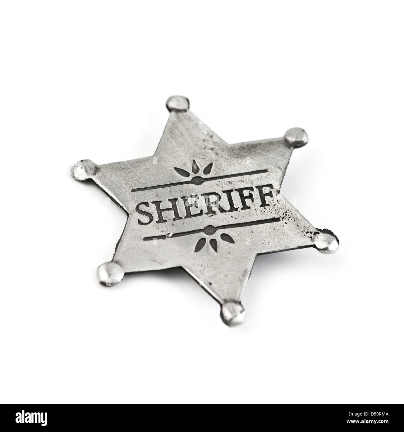 Sheriff-Stern isoliert auf weiss Stockfoto