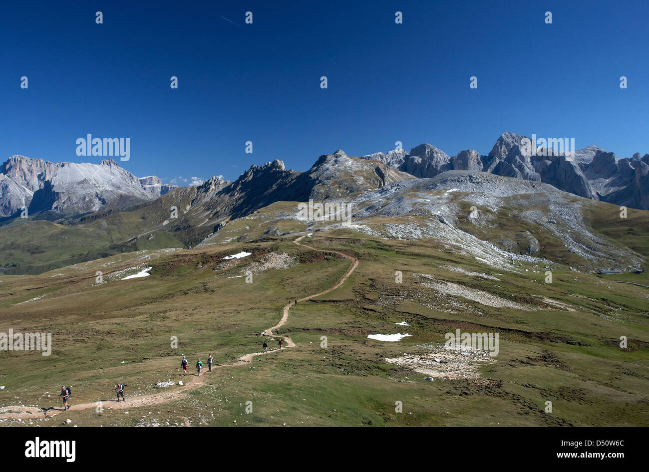 Compatsch, Italien, Schlern Plateau mit Wanderwegen Stockfoto