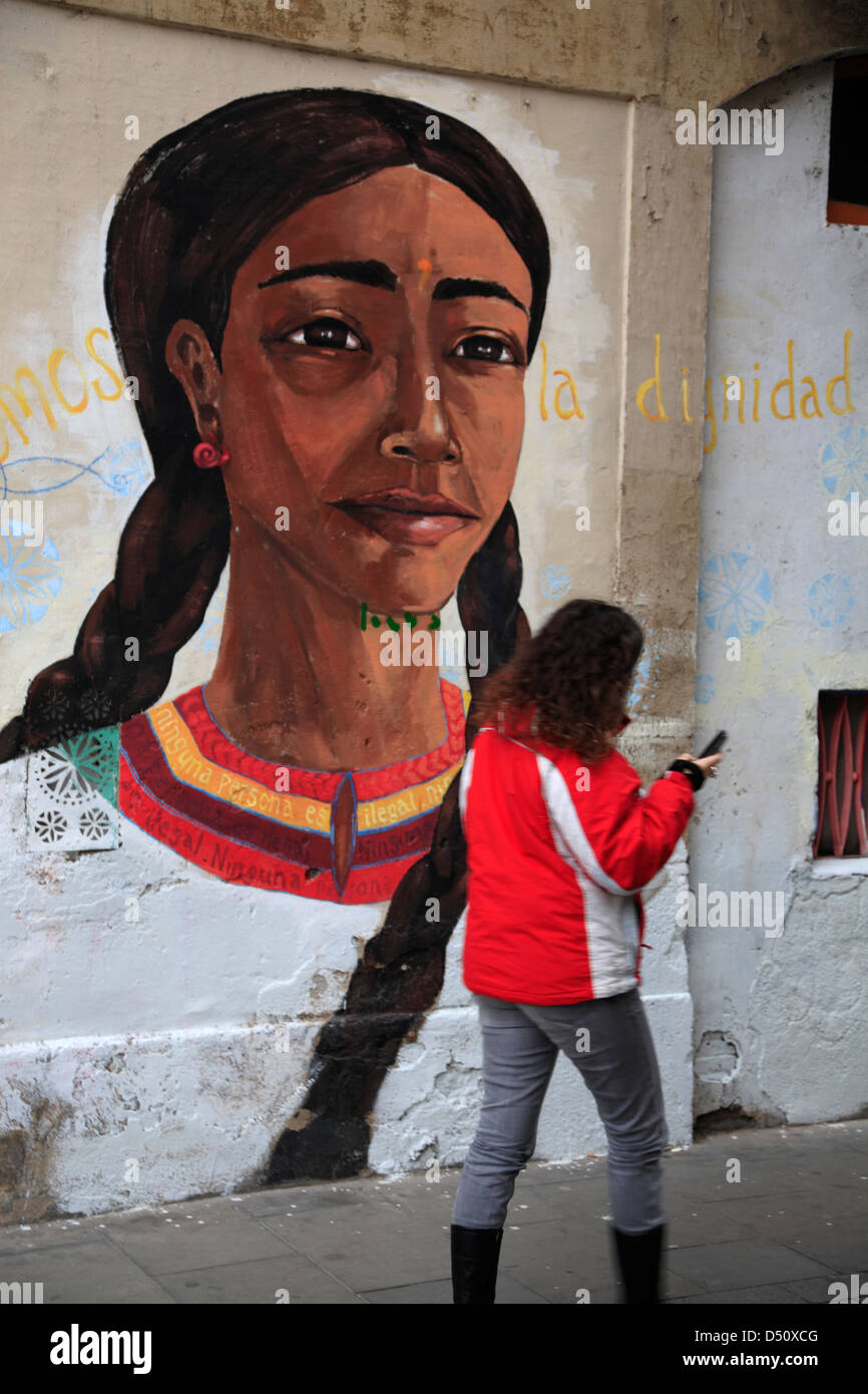 EL RAVAL, Wandmalereien, Barcelona, Spanien Stockfoto