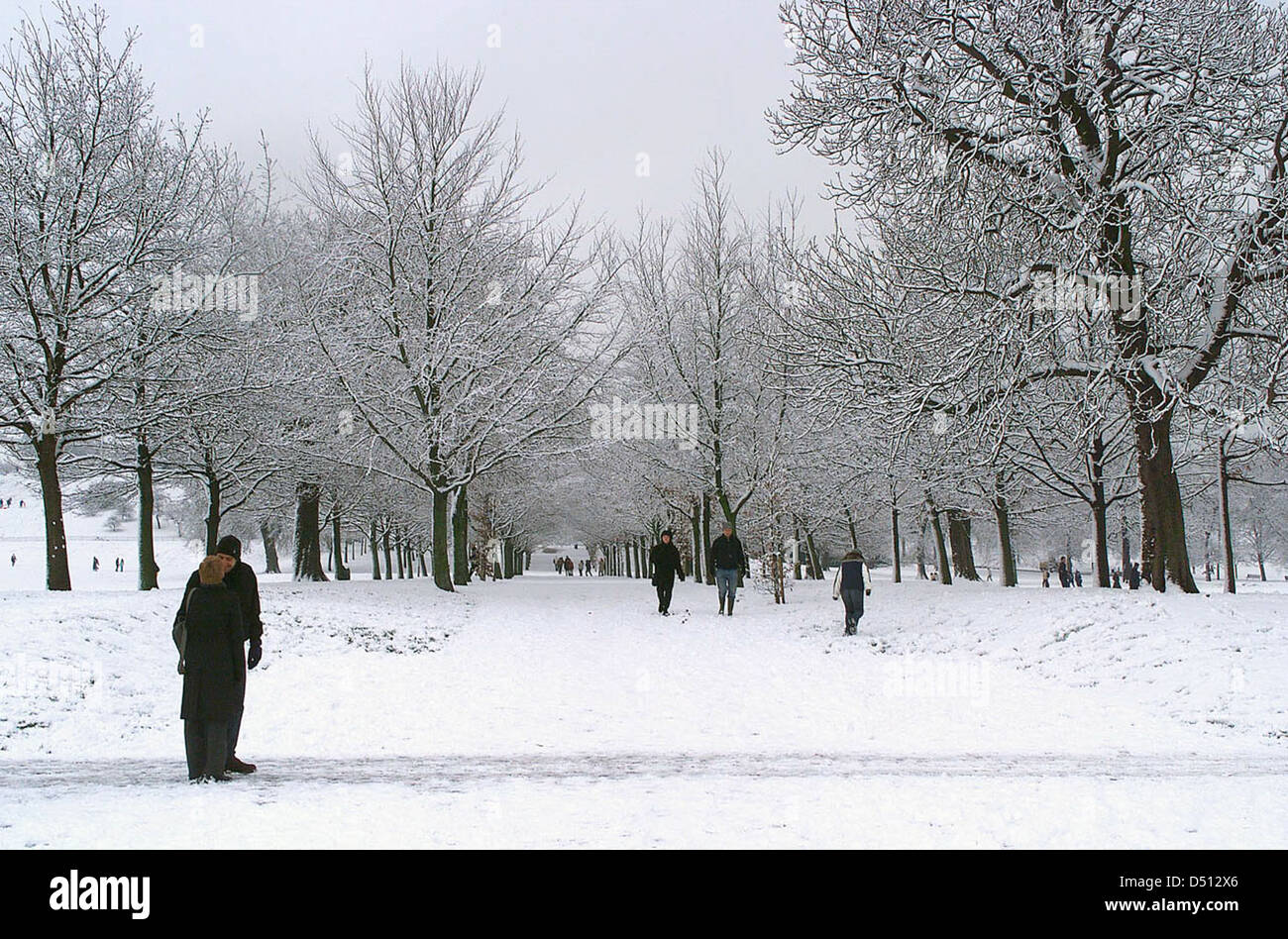 Royal Park Greenwich im Schnee Stockfoto