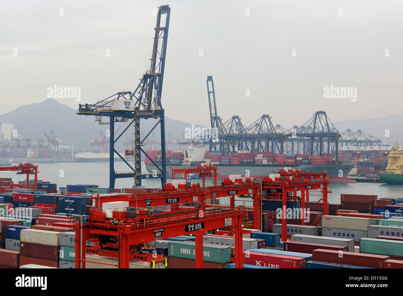 Hong Kong, China, Hong Kong Internationalen Terminal, Container-Hafen Stockfoto