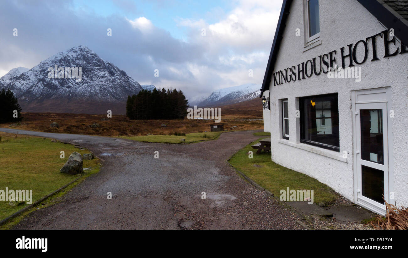 Buchaille Etive Mor und des Königs Haus Hotel in Glencoe, Schottland Stockfoto