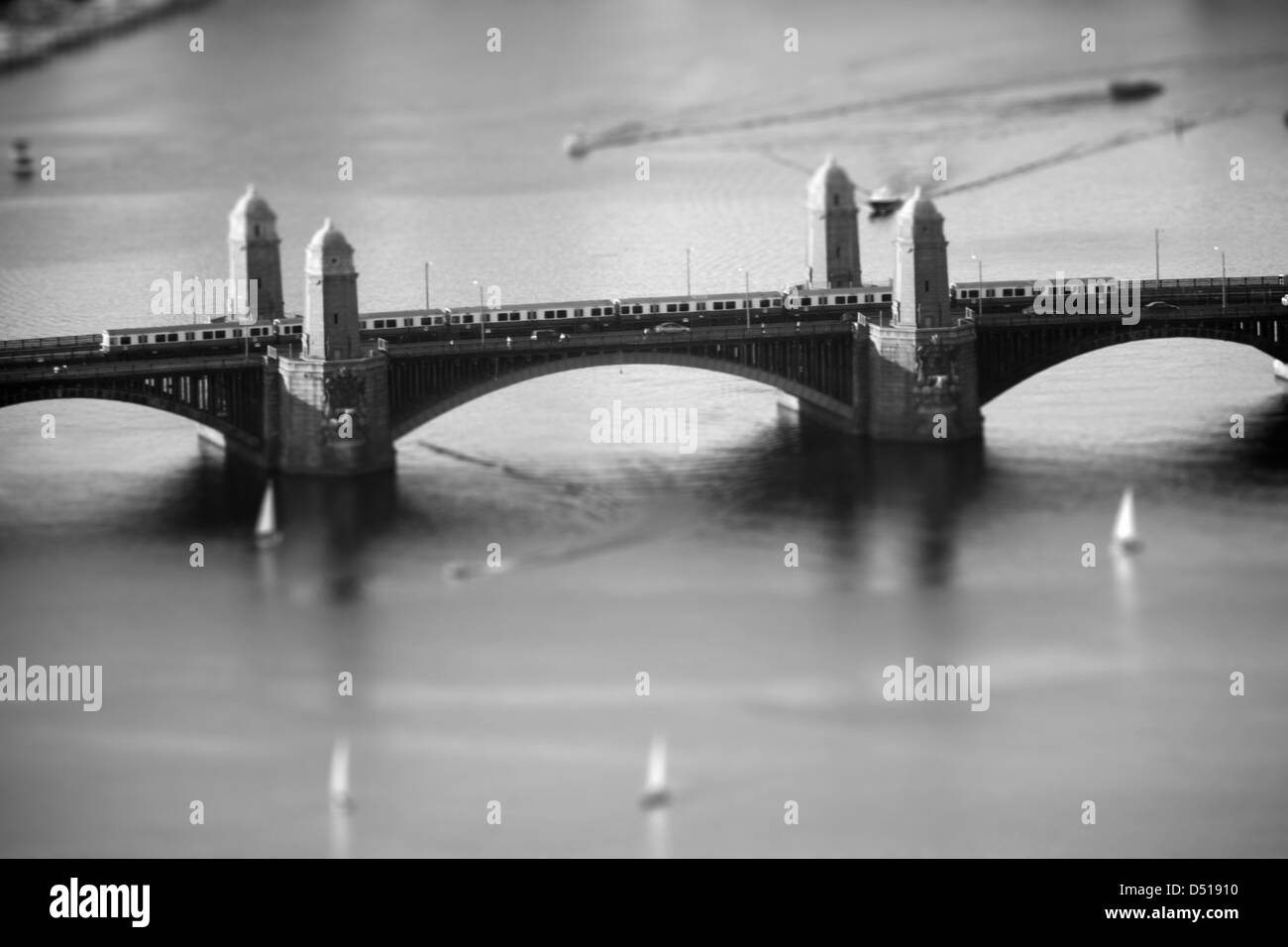 Miniatur-Version des Bostoner Longfellow Bridge Stockfoto
