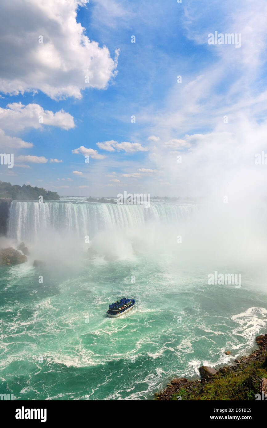 Boot und Horseshoe Falls von den Niagarafällen entfernt Stockfoto