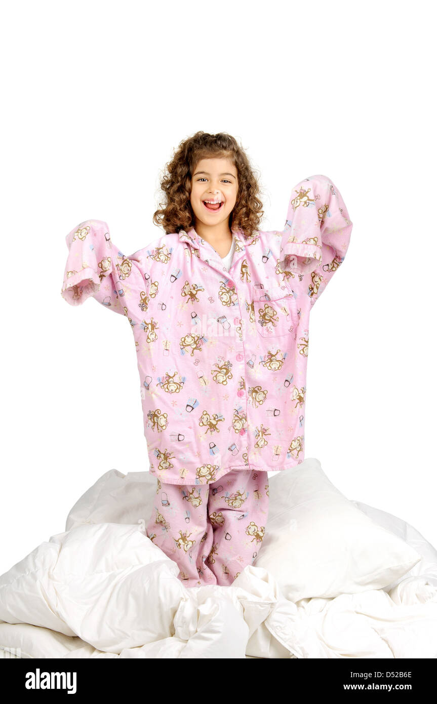 Schöne junge Mädchen tragen eine sehr große Pyjamas Stockfoto