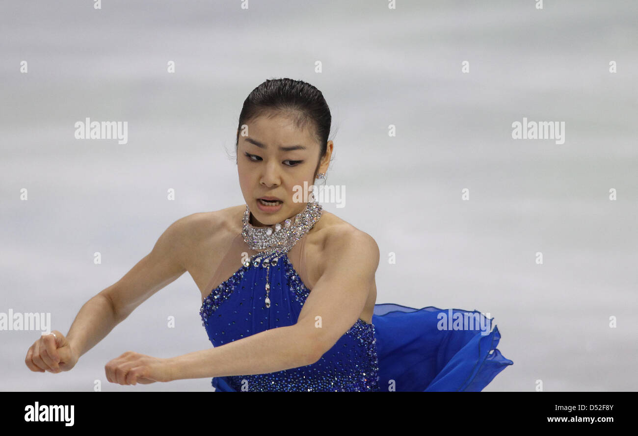 Yu-Na Kim aus Südkorea führt in der Kür der Damen Eiskunstlauf-Wettbewerb im Vancouvers Pacific Coliseum in Vancouver olympischen Winterspiele 2010, 25. Februar 2010. Foto: Daniel Karmann +++(c) Dpa - Bildfunk +++ Stockfoto