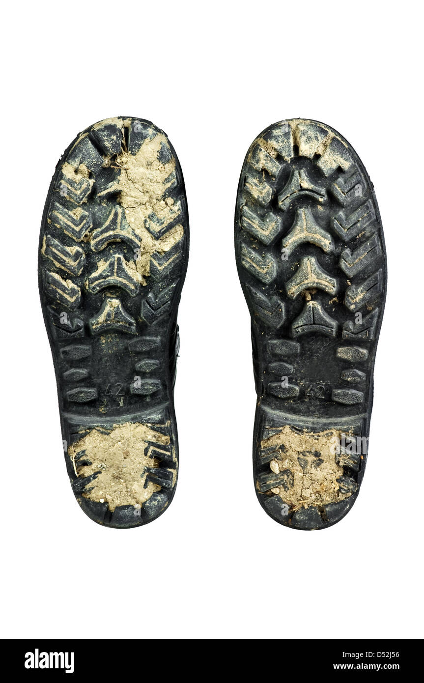 Paar Stiefel isoliert auf weiss Stockfoto