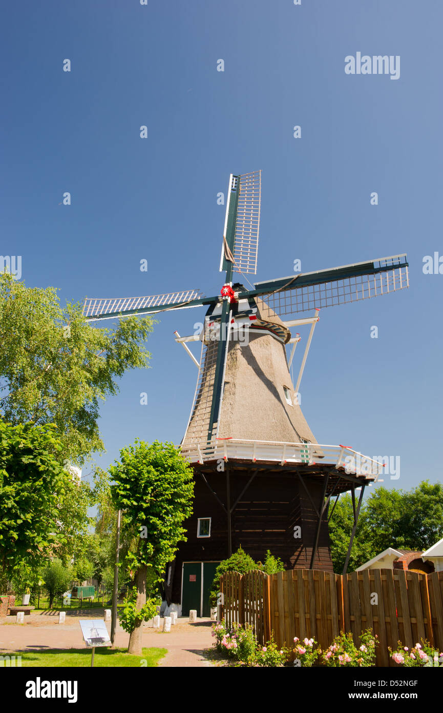 Windmühle "De Leeuw" im niederländischen Zeerijp in der Provinz Groningen Stockfoto
