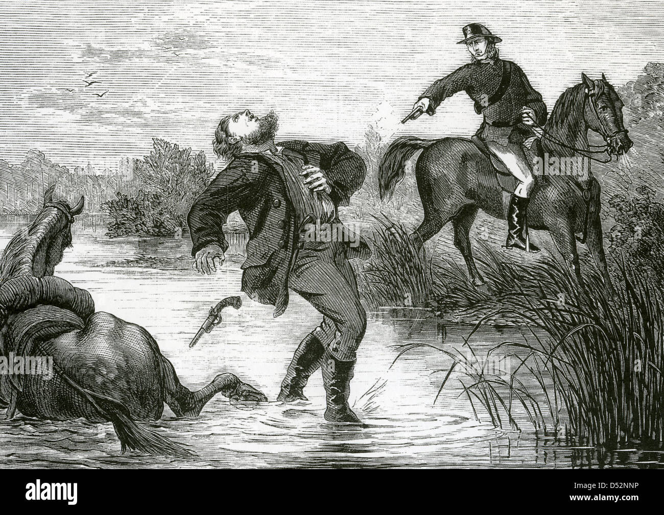 Australische Bushranger FREDERICK WARD (1835-1870), bekannt als Captain Thunderbolt wird in Kentucky Creek, in der Nähe von Uralla, NSW getötet. Stockfoto