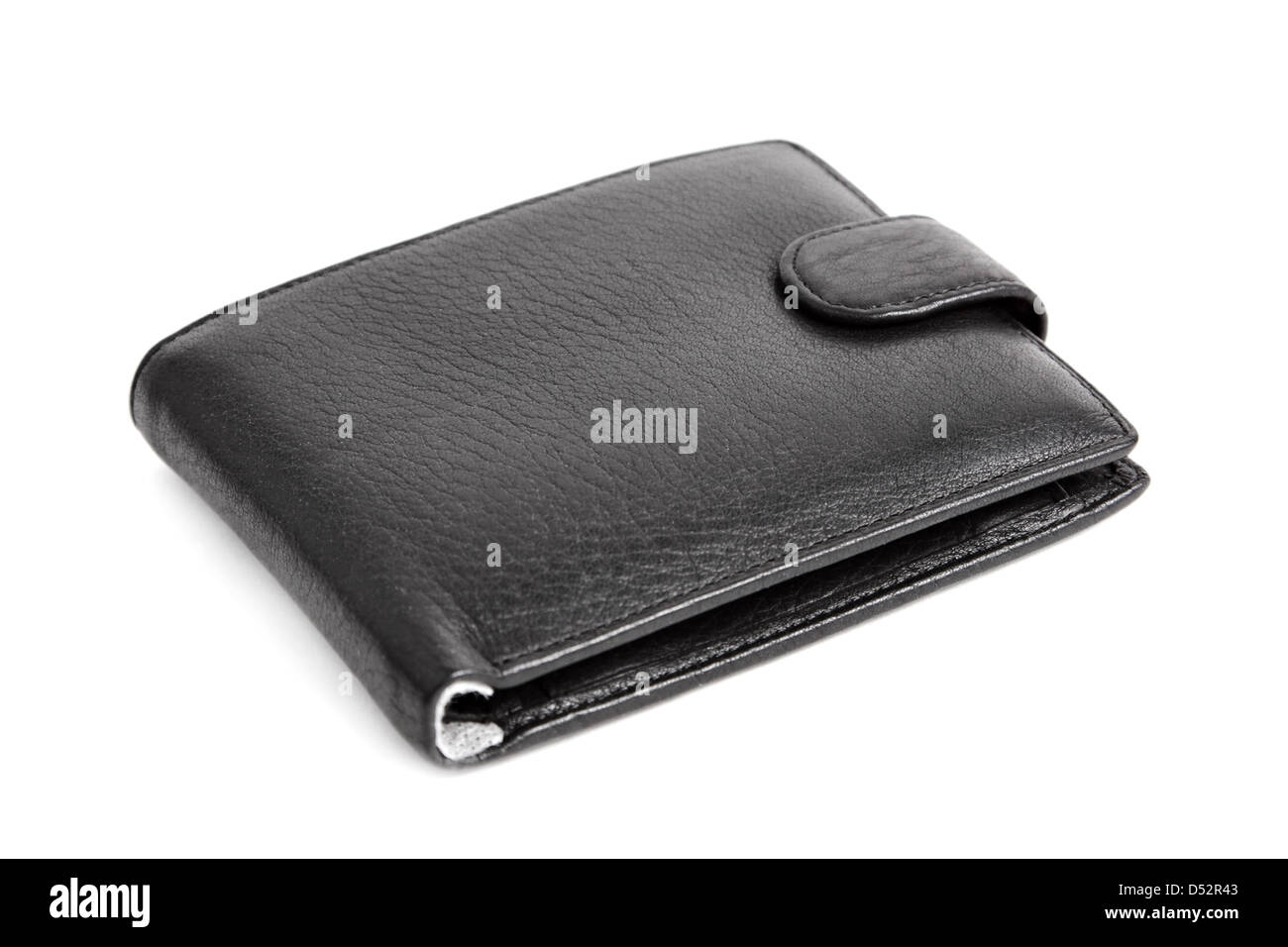 Schwarze Geldbörse isoliert auf weißem Hintergrund Stockfoto