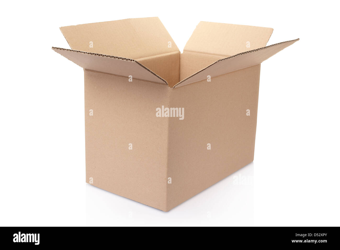 Karton, isoliert auf weiss, Clipping-Pfad enthalten Stockfoto