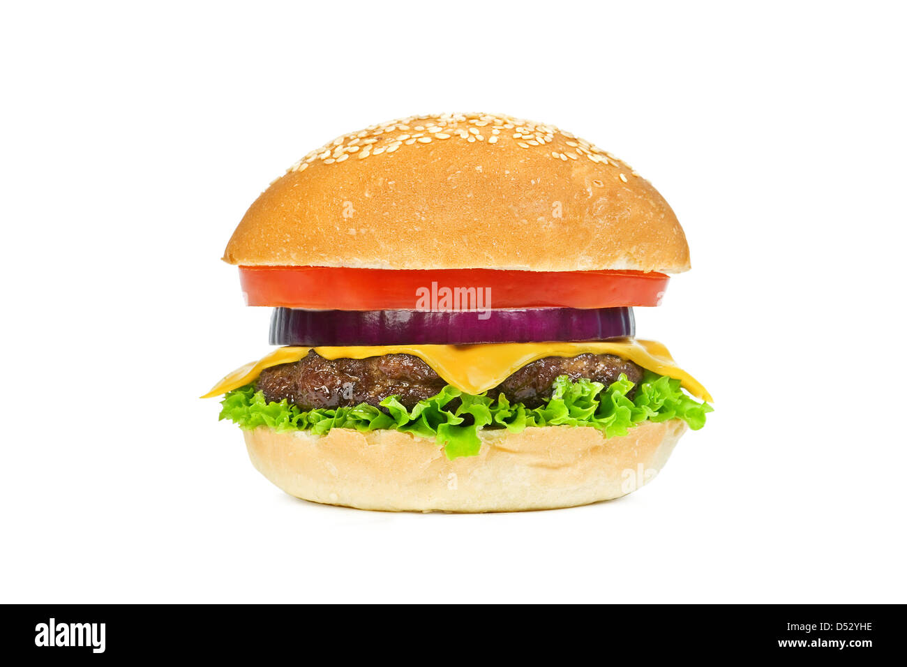 Hamburger, isoliert auf weiss Stockfoto