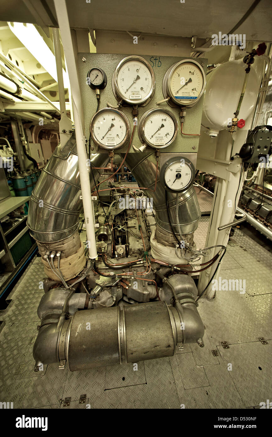 Hamburg, Deutschland, den Motor in den Maschinenraum des Schiffes John Stockfoto