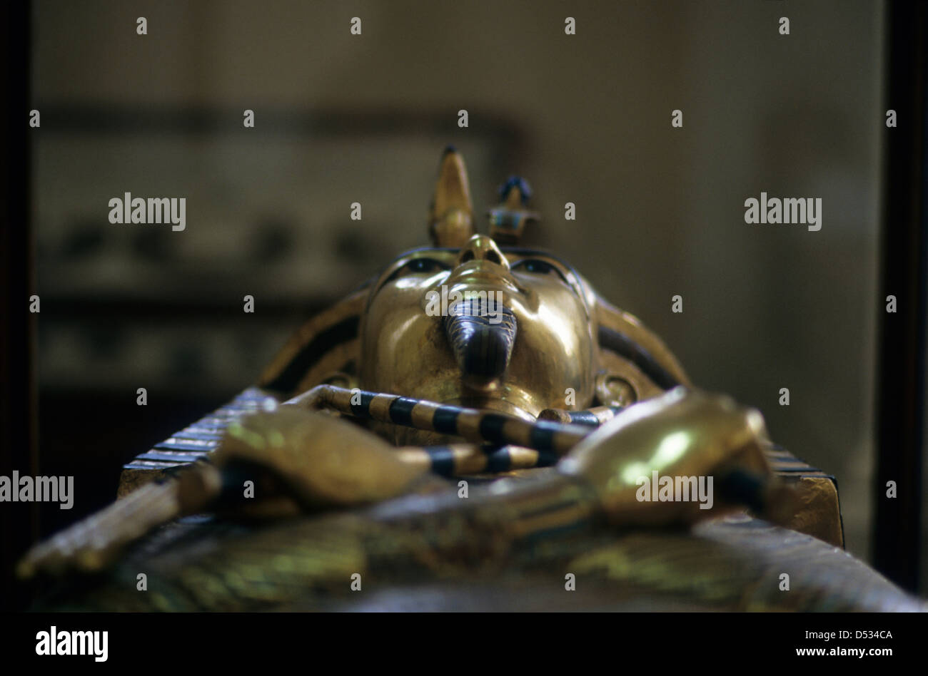 Ägypten, Kairo, Ägyptisches Museum, die Grabbeigaben Sarg des Tutanchamun. Stockfoto