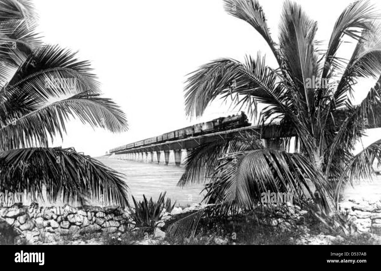 Florida East Coast Railway Zug Reisen Übersee Erweiterung Brücke entlang Stockfoto