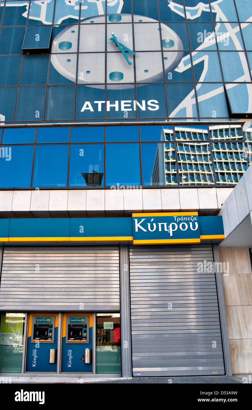 Bank of Cyprus in Athen für Tage während der Bankenkrise März 2013 geschlossen Stockfoto