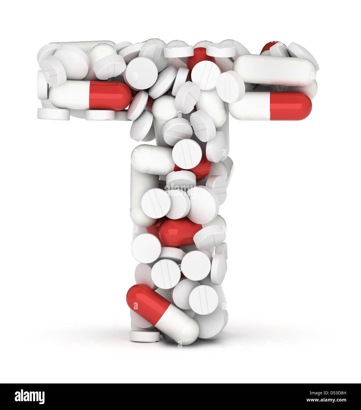 Buchstabe T, Alphabet der Medizin Pillen Stockfoto