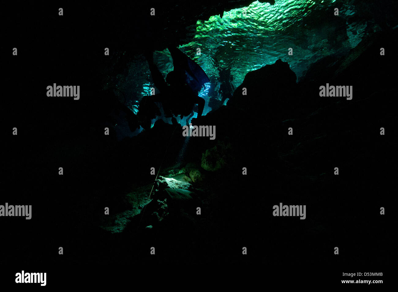 Cenote Höhlen Umgebungslicht Stockfoto