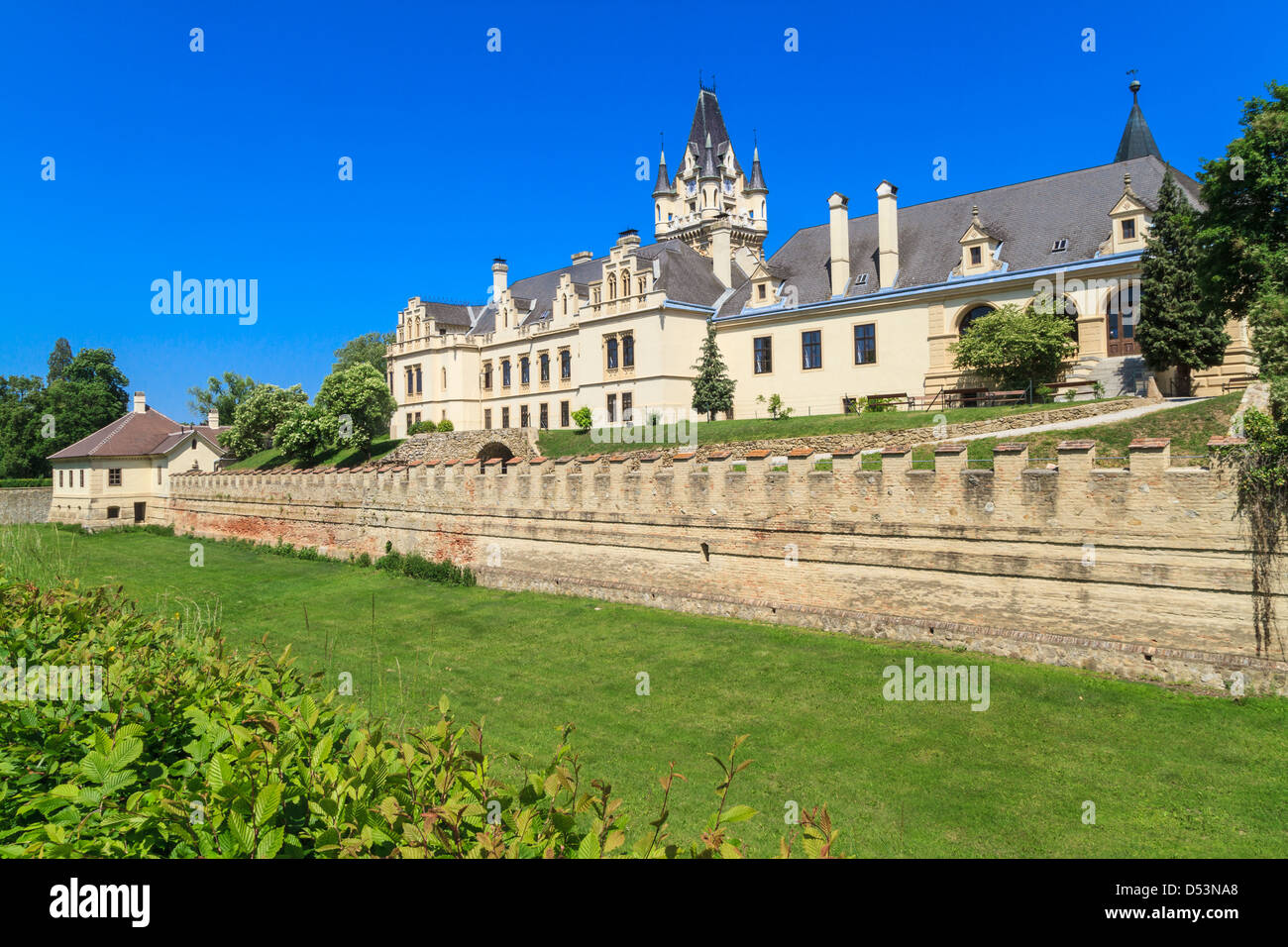 Schloss Grafenegg (romantische Historismus-Stil) in der Nähe von Wien, Niederösterreich Stockfoto