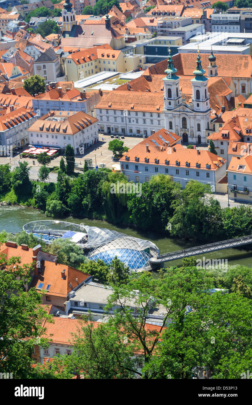 Graz, Luftaufnahme des Stadtzentrums, Österreich Stockfoto