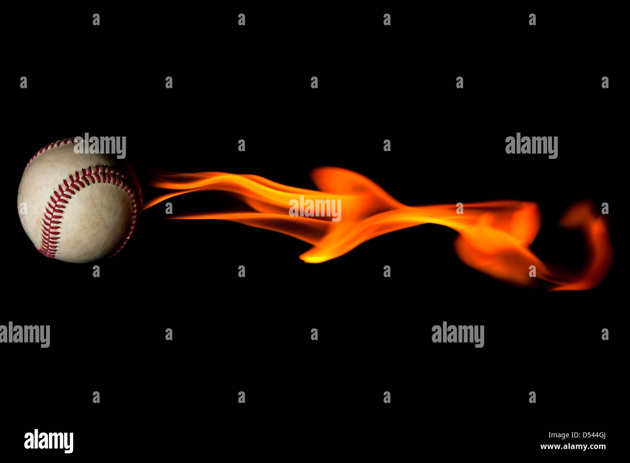 Flaming Baseball Stockfoto