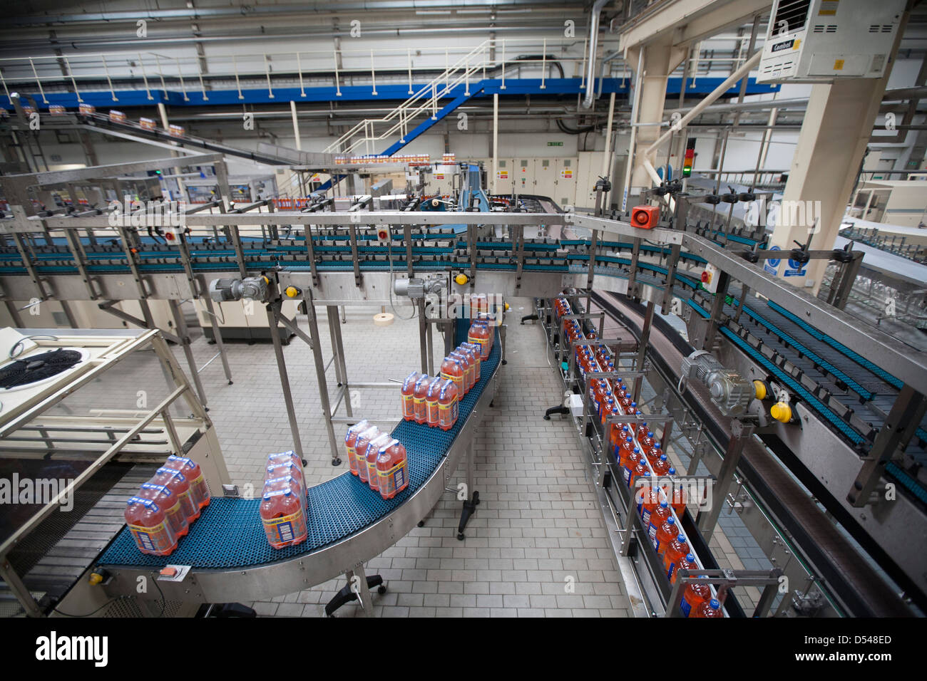 Schottlands Lieblingsgetränk Irn-Bru produziert in A G Barr, Glasgow. Stockfoto