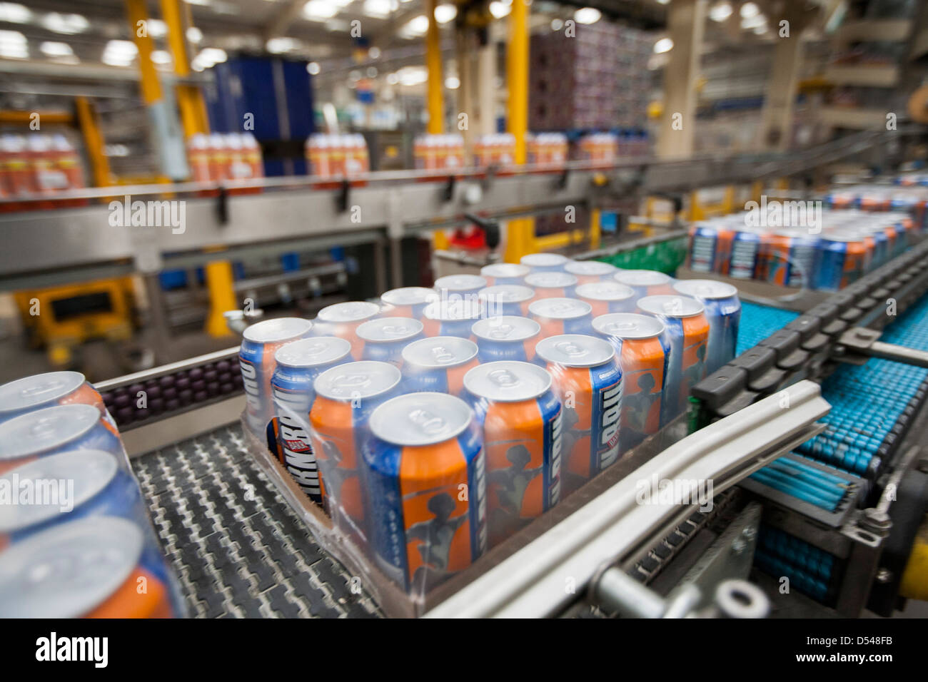 Schottlands Lieblingsgetränk Irn-Bru produziert in A G Barr, Glasgow. Stockfoto