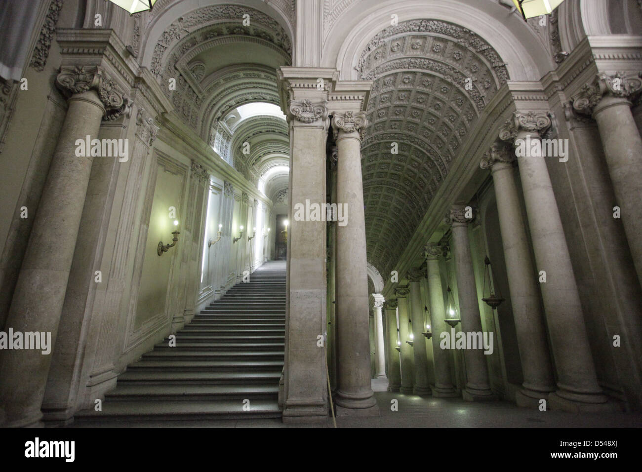 Aussicht vom Vatikan, Vatikan, Italien, Rom. Innenarchitektur und Bögen Stockfoto