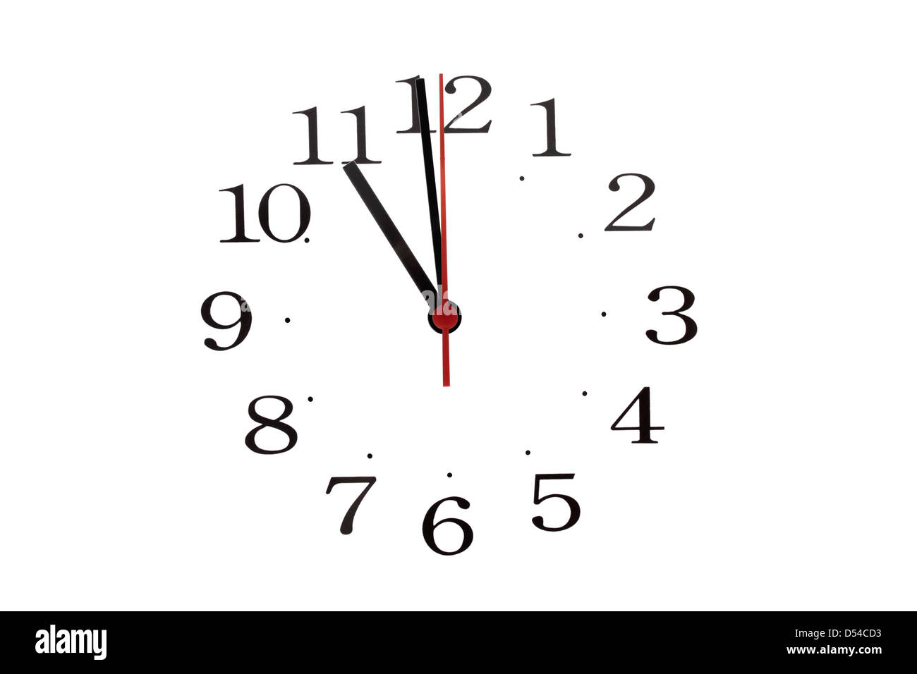 Einfache Uhr mit nur Hände und zahlen. 10:59 Stockfoto